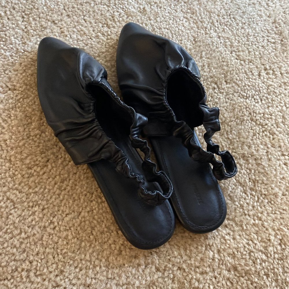 Nanushka Matangi Sling-Back Ruched Vegan Leather Flats, Size 38